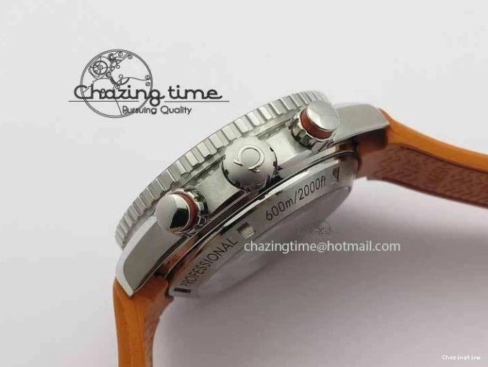 0513 Planet Ocean Master Chrono 45mm SS OM 1:1 Best Edition Black Dial On Orange Rubber Strap A Attractive 8170